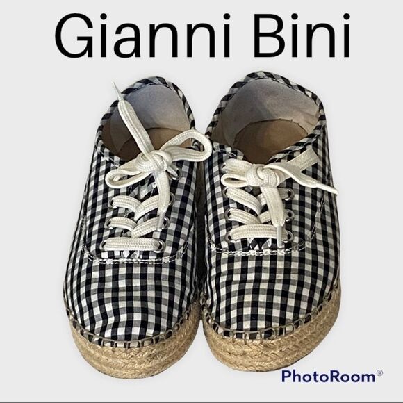 Gianni Bini Shoes - Gianni Bini Dunnigan Ginghan Espadrilles Shoes(6.5)